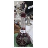 Ruby Red Cut & Grinded Bottle with Stopper