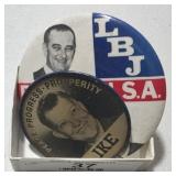 2 Vintage Political Buttons