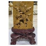 Soap Stone Carved Asians on Soap Stone Easel