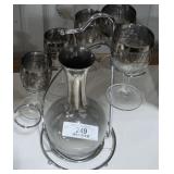 Decanter with Metal Stand & Glasses