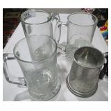 Pewter & Glass Beer Mugs