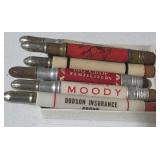 6 Older Advertising Bullet Pencils