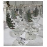 5 Gold Trim Crystal Tree Glasses