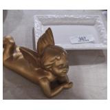 Cherub & Milk Glass Tray