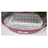 Strawberry Street Baking Dish & Ceramic Basket
