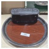 Clock Radio & Vintage Serving Tray