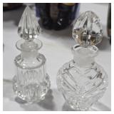2 Crystal Perfume Bottles with Stoppers