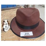 Vintage Hat & Dog Figurine