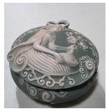 Ornate Porcelain Powder Box with Lid