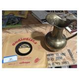 Solid Brass Pitcher & Old Record