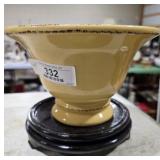 Large Pottery Bowl with Wooden Display Stand