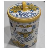 Hand Painted Canister with Lid