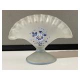 Westmoreland Frosted Blue Flower Fan Vase