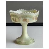 Uranium Glass Custard Floral Compote