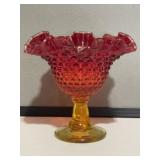 Fenton Amberina Hobnail Compote