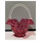 Fenton Cranberry Ruffled Basket