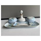 5 Piece Blue Floral Dresser Set