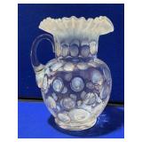 Fenton White Crystal Opalescent Coin Spot Pitcher