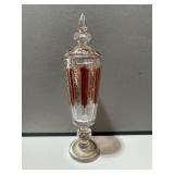 Footed Ruby Crystal Jar w/ Lid