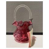 Fenton Cranberry Coin Dot Basket