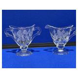 Etched Clear Glass Creamer / Sugar