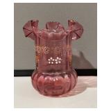 Ruffled Cranberry Vase