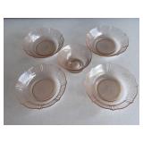 5 Pink Depression Bowls
