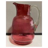 Cranberry Ribbon Pitcher