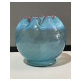 Ruffled Blue Rose Bowl