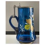 Hand Painted Blue Decorated Stein