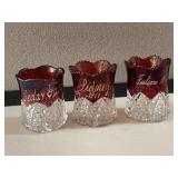 3 Piece Antique Ruby Flash Glassware