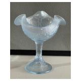 Fenton Blue Ruffled Compote