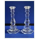 2 Fostoria Corn Crystal Candlesticks