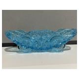 Blue Pattern Glass Compote