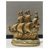Single Brass Ship Bookend
