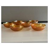 6 Carnival Crackle Glass Marigold Berry Bowls