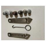Vintage Adv Bottle Openers & Assorted Thimbles