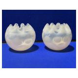 Pair Opalescent Glass Rose Bowls