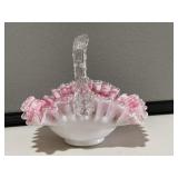 Pink & White Spatter Basket w/ Mica