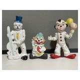 3 Clown Figures
