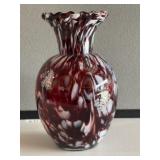 Burgandy & White Spatter Vase