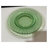 2 Green Depression Plates