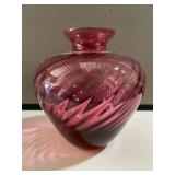 Cranberry Puritan Swirl Vase