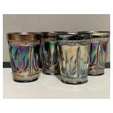 4 Carnival Glass Tumblers