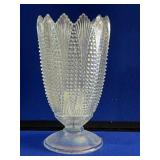 White Carnival Glass Corn Vase