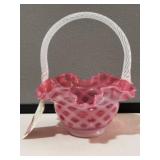 Fenton Cranberry Diamond Quilted Basket