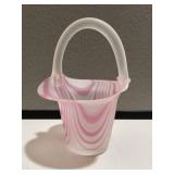 Pink Swirl Art Glass Basket