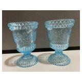Pair Blue Wildflower Spooners