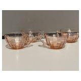 4 Pink Depression Block Optic Cups
