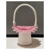 Fenton Pink/White Ruffled Basket